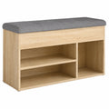 Schuhbank – 82 × 32 × 45,5 cm, aus Holzwerkstoff und Eichenholz, Sonoma-Eiche, für Flur