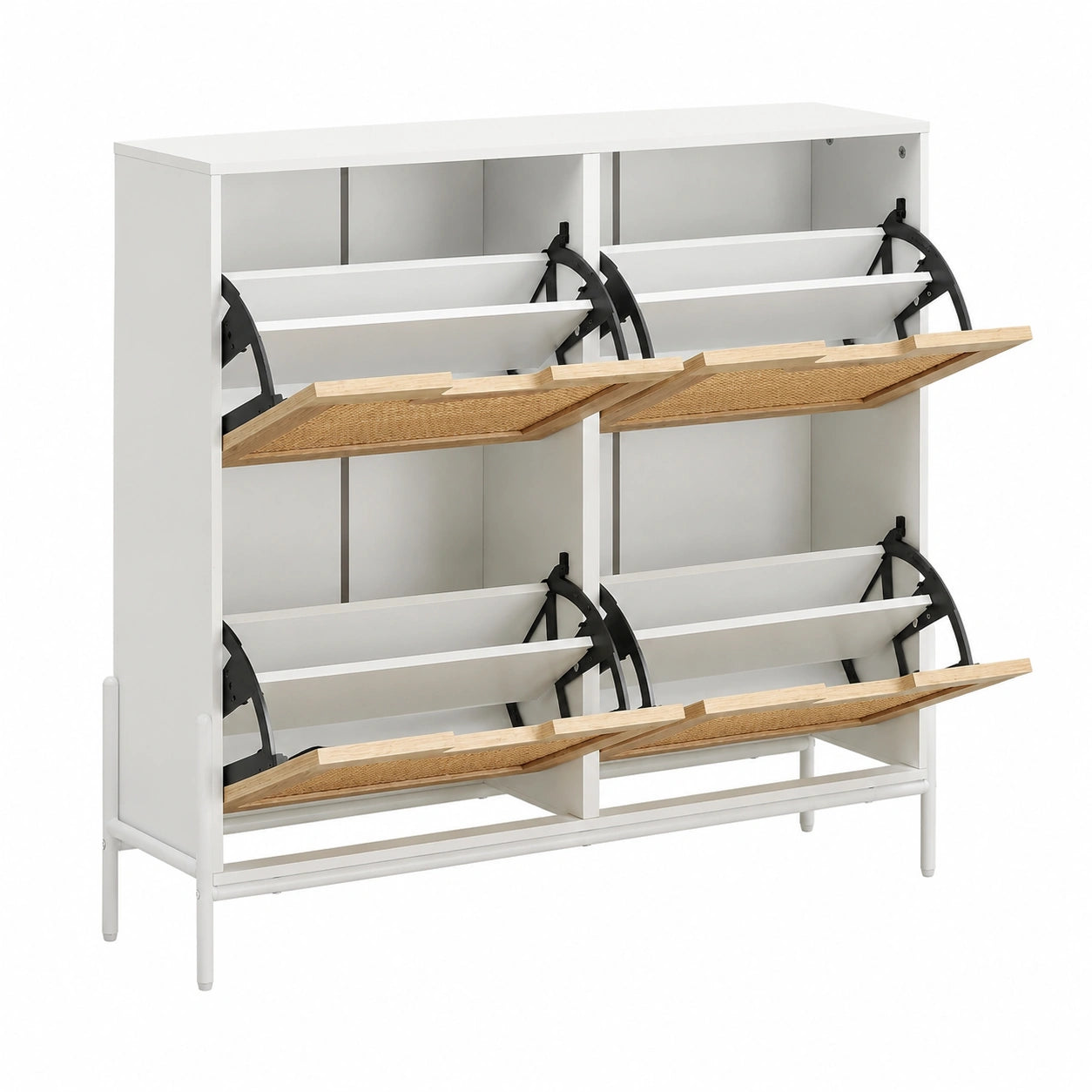Schuhschrank – 100 × 24 × 88 cm, mit Ablagen, aus Eichenholz