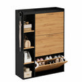 Schuhschrank – 80 × 24 × 122 cm, mit Ablagen, Schwarz und Orange, für Flur