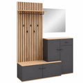 Kompaktgarderobe – 148 × 199 × 38 cm, moderner Stil, aus Eichenholz, Artisan-Eiche und Anthrazit, für Flur