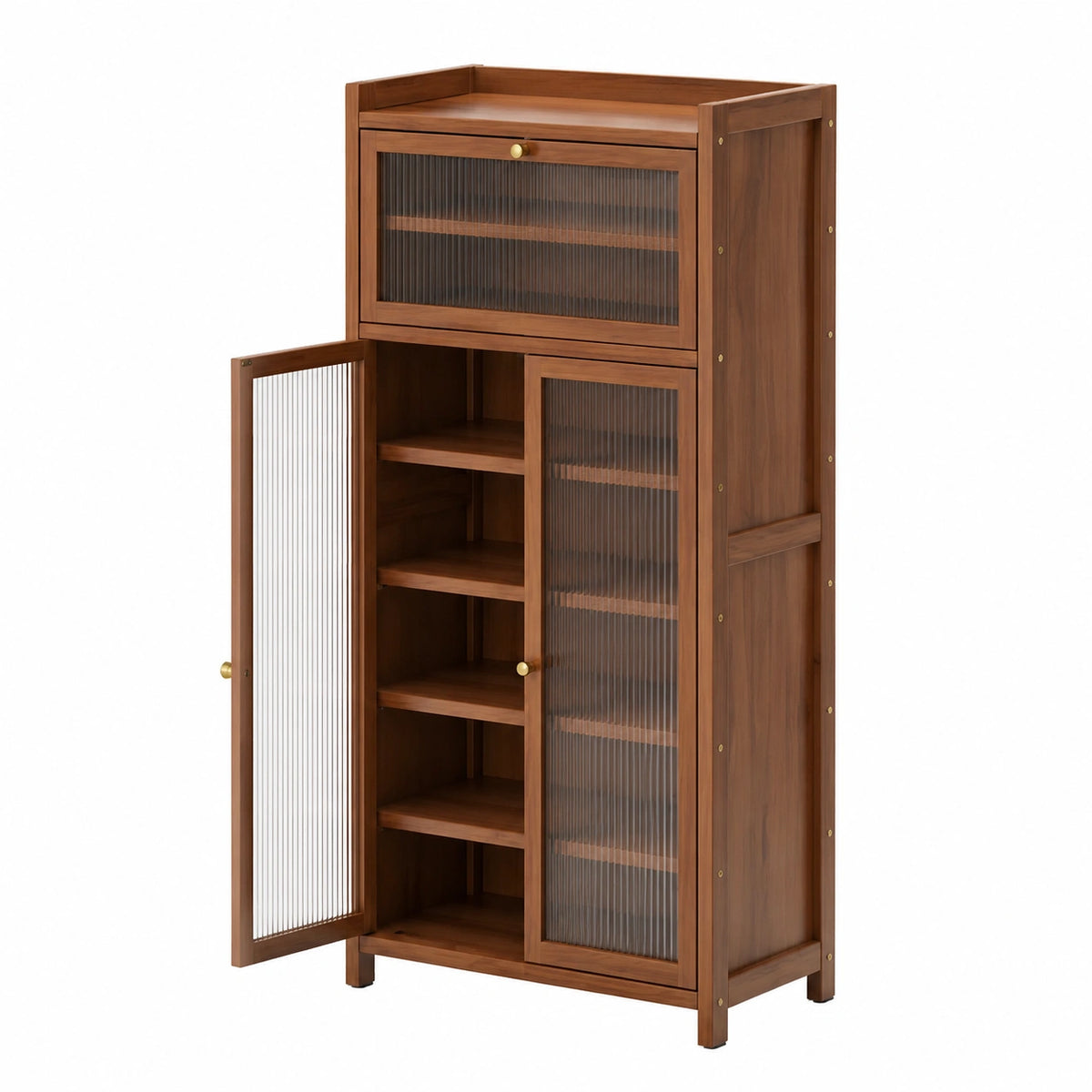 Schuhschrank – moderner Stil, mit Stauraum, aus Bambus und Holz, für Wohnzimmer, Schlafzimmer und Flur