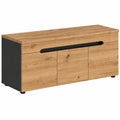 Sitzbank – 120 × 43 × 37 cm, mit mehreren Türen, aus Eichenholz, Artisan-Eiche und Grau, für Flur