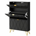 Schuhschrank – 80 × 24 × 120 cm, mit Schubladen, Schwarz, für Flur