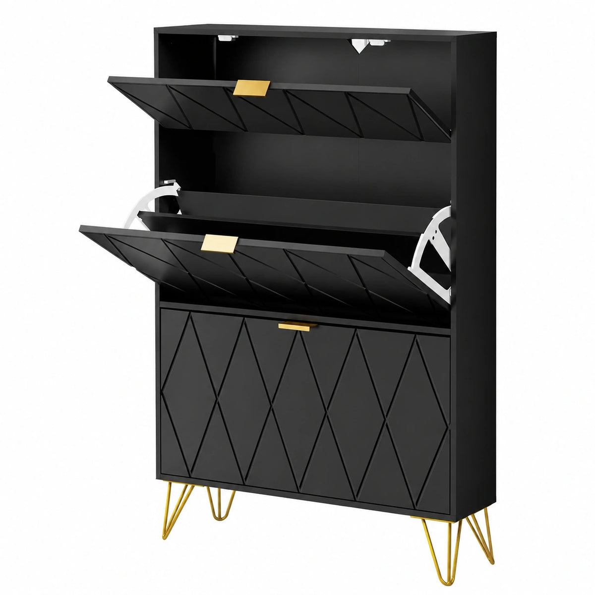 Schuhschrank – 80 × 24 × 120 cm, mit Schubladen, Schwarz, für Flur